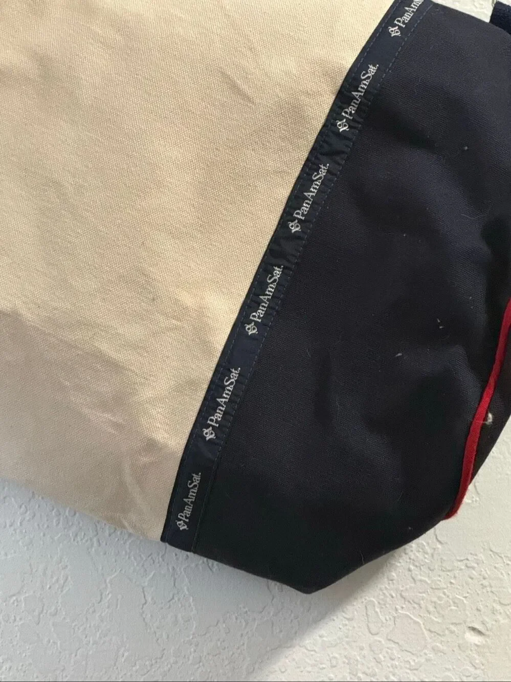 Vintage Warden Brooks Ltd Canvas  Bag Pan Am Sat Panamsat beach tote